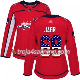 Washington Capitals tröja Jaromir Jagr 68 Röd USA Flag Fashion 2017-2018 Adidas Authentic - Dame NHL Tröjor